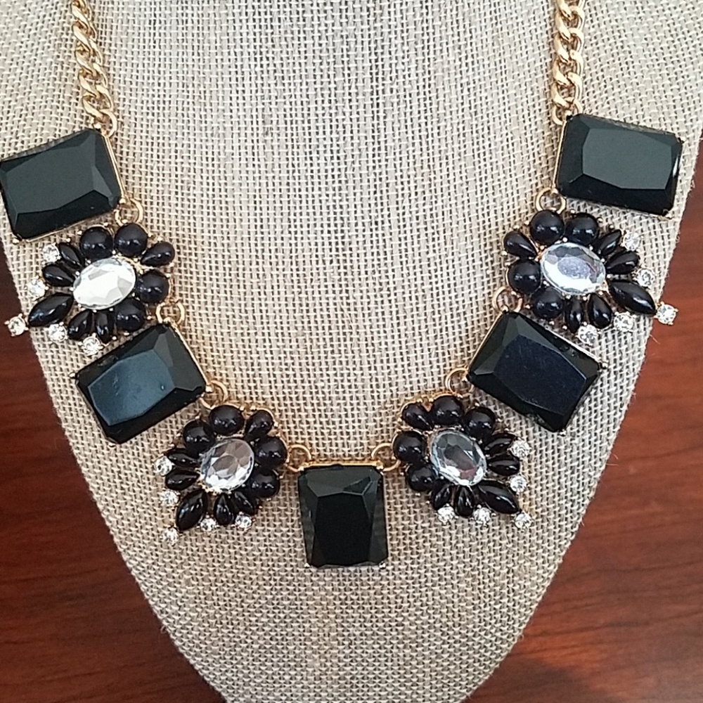 Chicos Necklace Black Rhinestones Mika